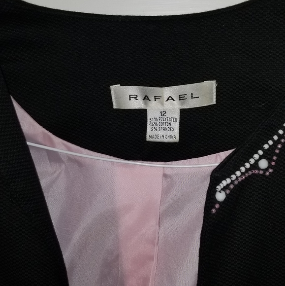 Black jacket with white/ pink bead embellishments - Picture 3 of 4